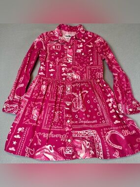 Wrangler Barbie Pink Western Shirt Dress Girls Small Y2K Cowgirl Core